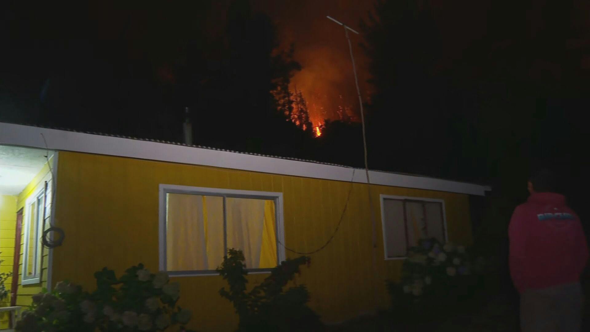 Incendio descontrolado en Hualqui: llamas están a metros de viviendas