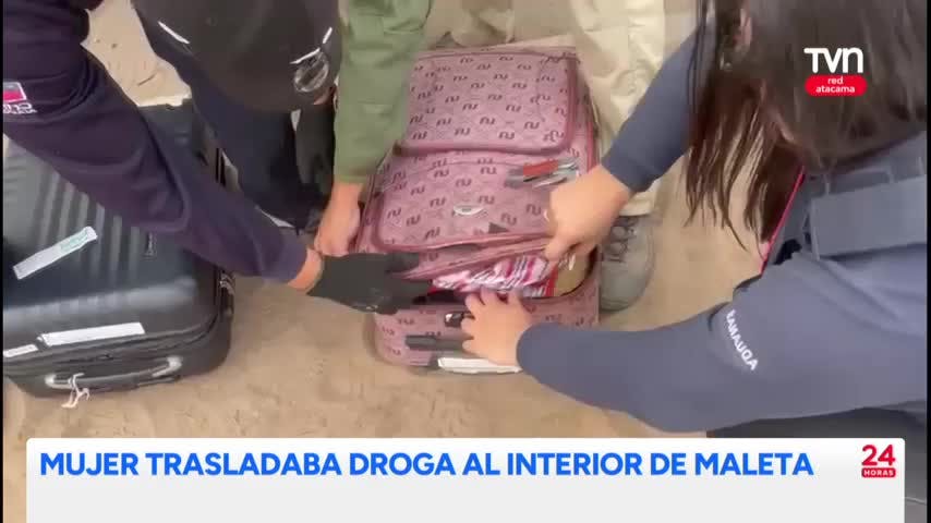 Mujer trasladaba droga al interior de maleta