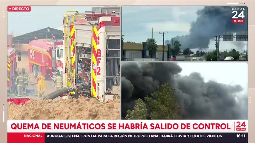 Gigantesca nube negra tras incendio que amenazó casas y aserradero
