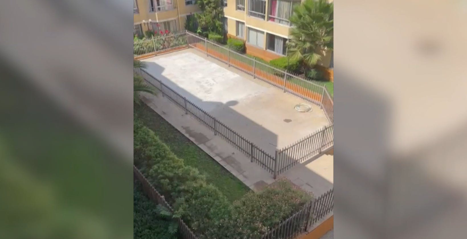 Vecinos indignados: Administradora rellenó piscina con cemento