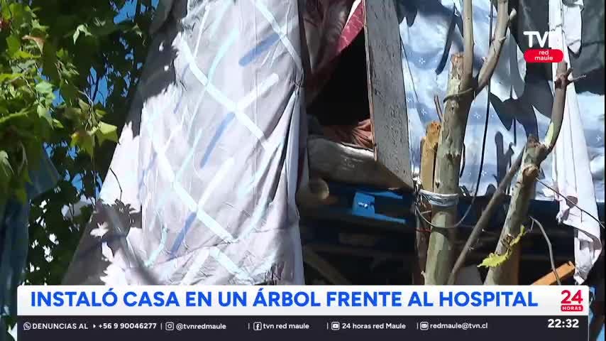 Hombre instaló un ruco en los alrededores del Hospital Regional de Talca