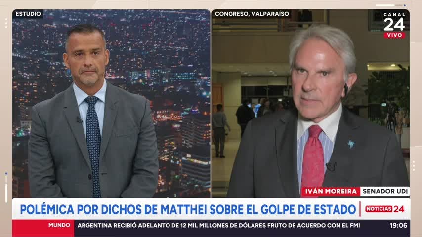 Senador Moreira y dichos de Matthei sobre el golpe de Estado: “No acepto que el PC, el Gobierno y la izquierda octubrista nos vengan a dar lecciones”
