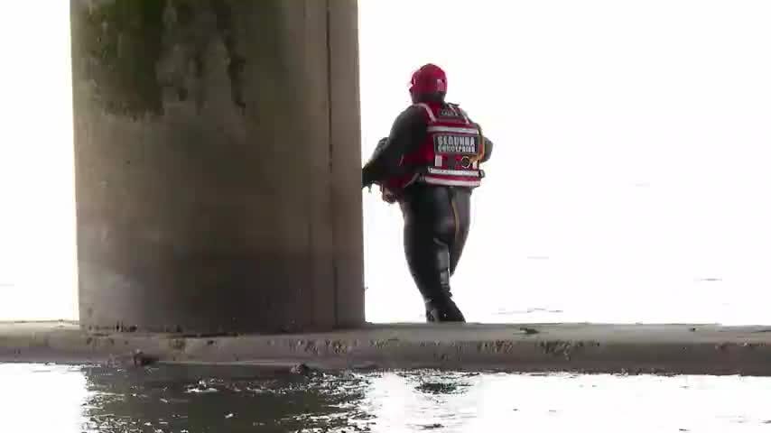 Bomberos debió rescatar al chofer del auto que cayó al Biobío desde el puente Llacolén