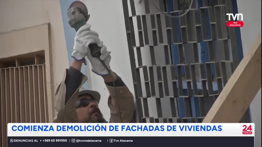 Comienza demolición de fachadas de viviendas en Copiapó