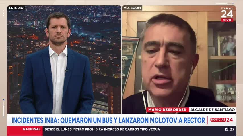 Alcalde Desbordes e incidentes en el INBA: “El que lanza una molotov o quema un bus es delincuente y así lo trataremos”