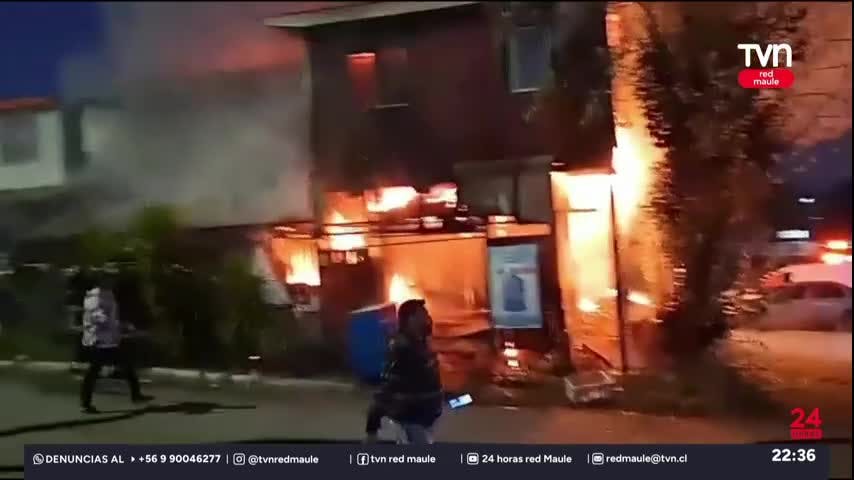 Incendio en Villa San Antonio deja dos viviendas destruidas en Talca
