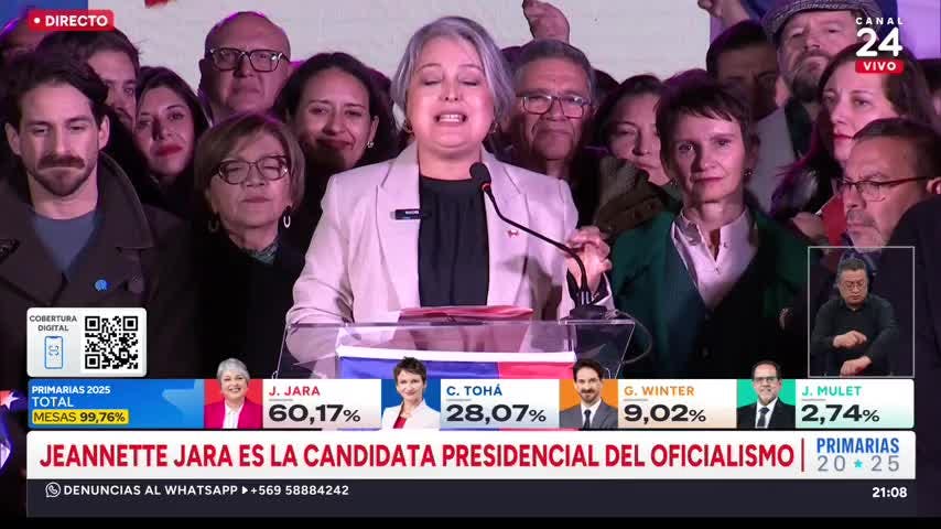 Jeannette Jara es la candidata presidencial del oficialismo