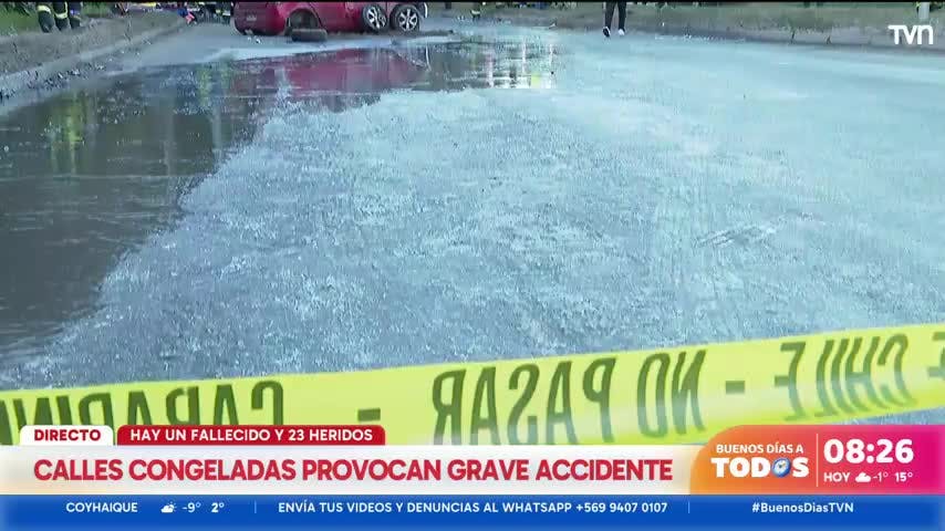 Calles congeladas provocaron grave accidente automovilístico en Concepción 