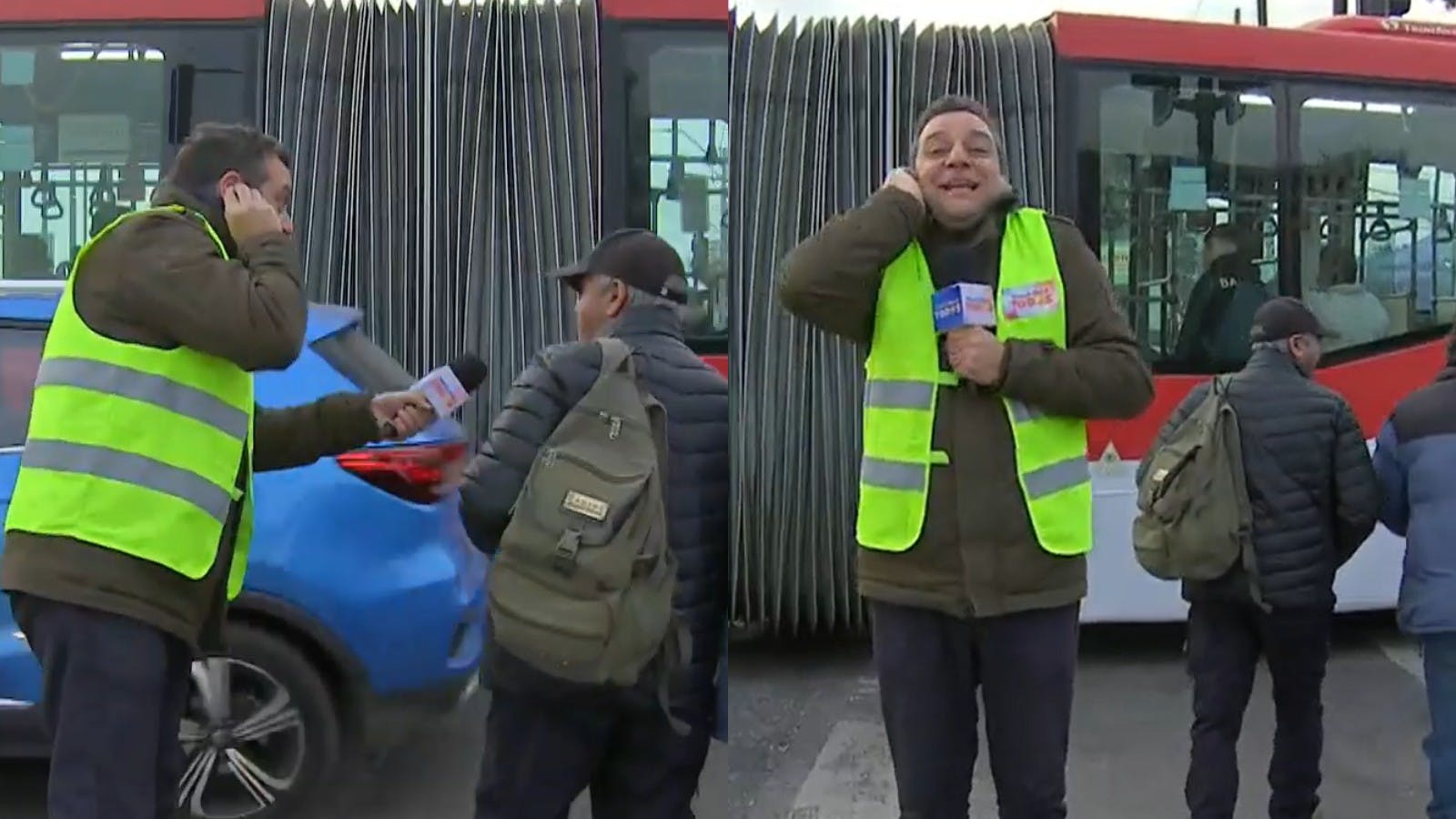 "Como las hue..": La espontánea reacción de peatón frente al caos por semáforos apagados 