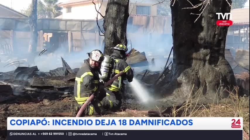 Copiapó: 18 personas damnificadas tras incendio