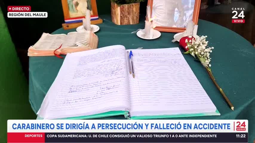 Comunidad entrega condolencias por muerte de carabinero en Talca