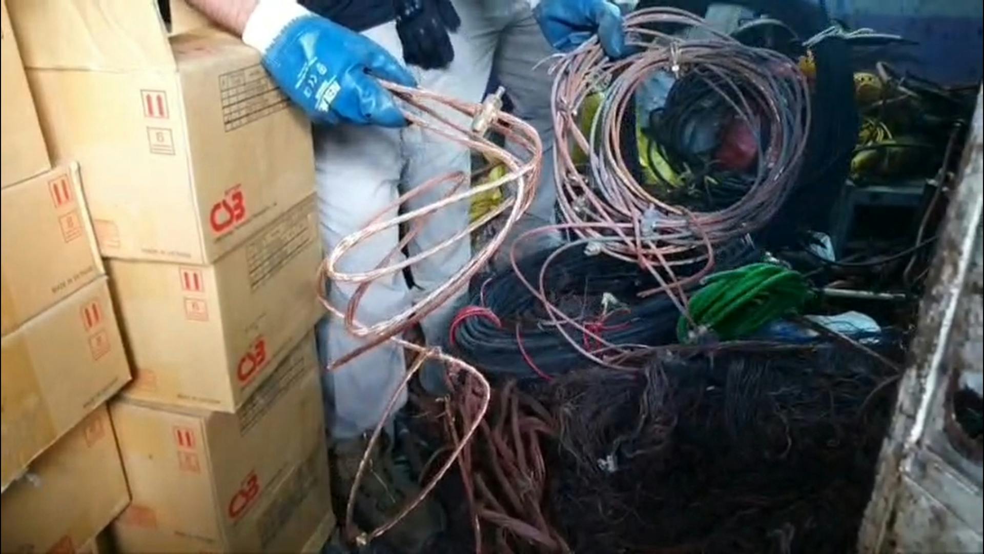 PDI detectó una tonelada de cables de cobre robados  