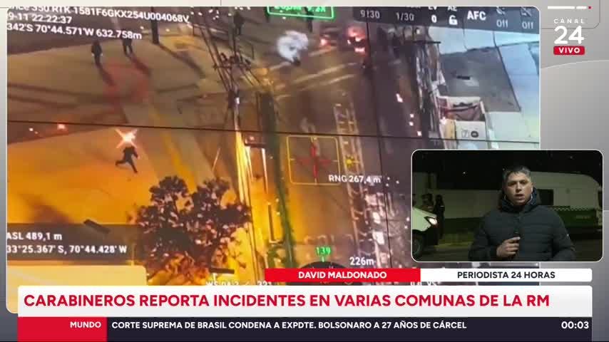 Carabineros reporta incidentes en varias comunas de la RM por conmemoración del 11 de septiembre