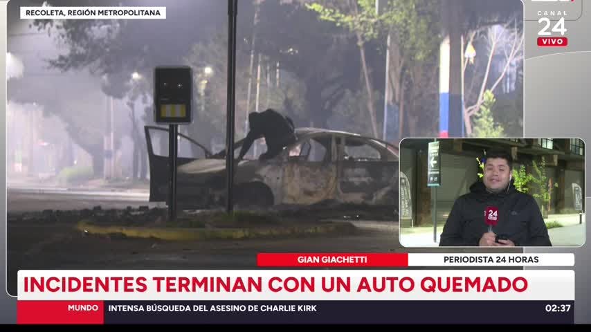 Manifestaciones terminaron con auto quemado y persona en situación de calle baleada en Recoleta 