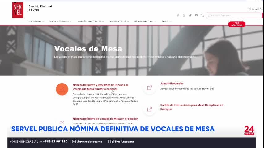 Servel entrega nómina definitiva de vocales de mesa