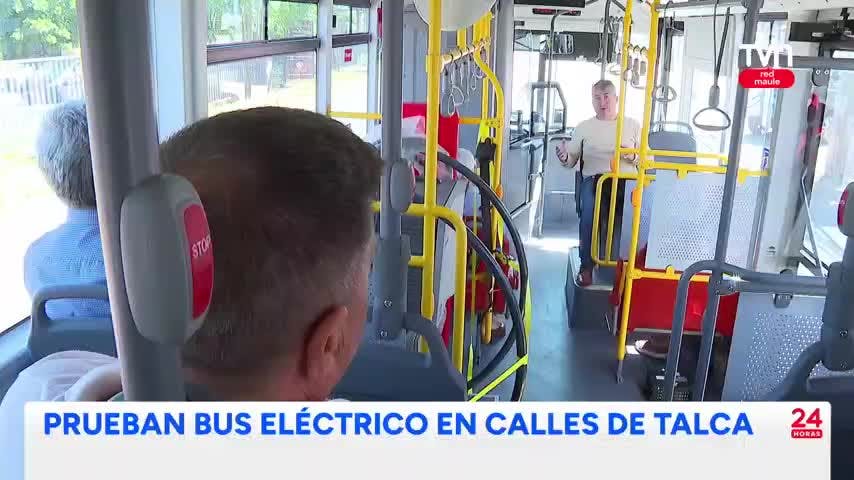 Realizan recorrido de prueba de bus eléctrico en Talca
