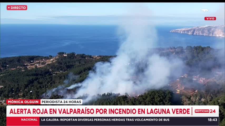 Alerta roja en Valparaíso por incendio en Laguna verde
