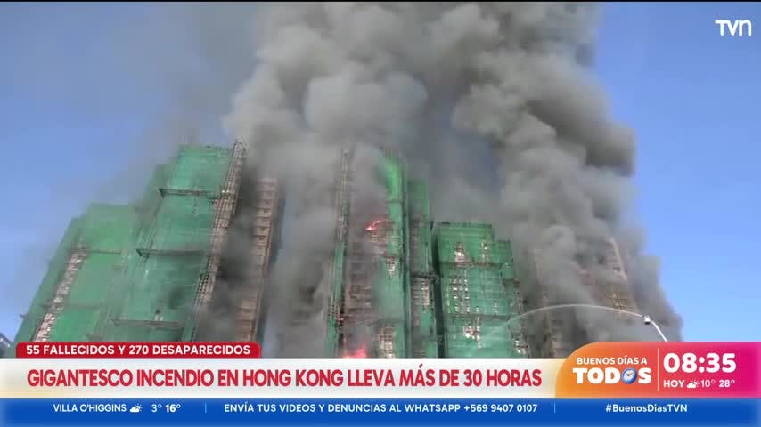 Gigantesco incendio en Hong Kong: el más desastroso en 30 años