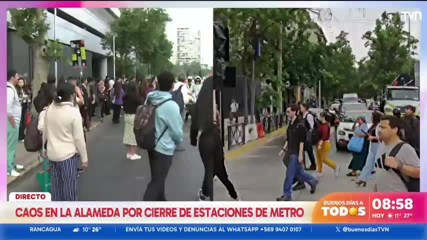 Reportan caos en la Alameda por cierre de cuatro estaciones de Metro de Santiago