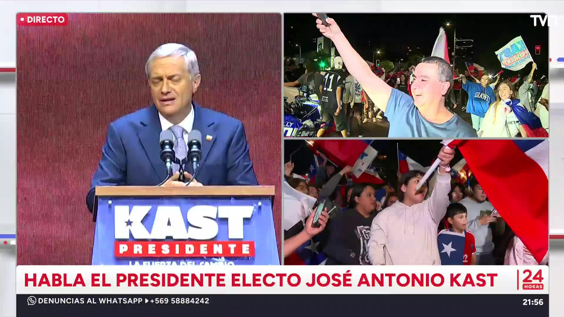 Kast en su primer discurso como Presidente electo: "Es un honor y una tremenda responsabilidad"