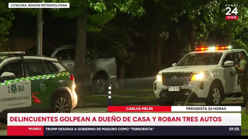 Familia sufre violento robo en su casa en Vitacura: golpearon al dueño de casa y robaron tres autos   