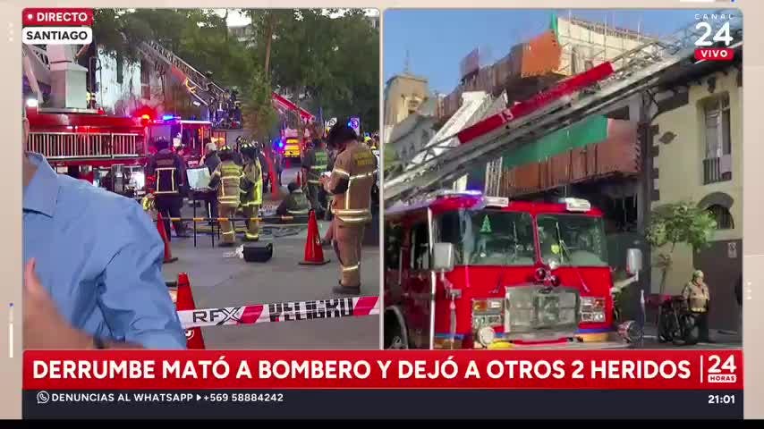 Bombero muere tras derrumbe mientras enfrentaba incendio en Santiago