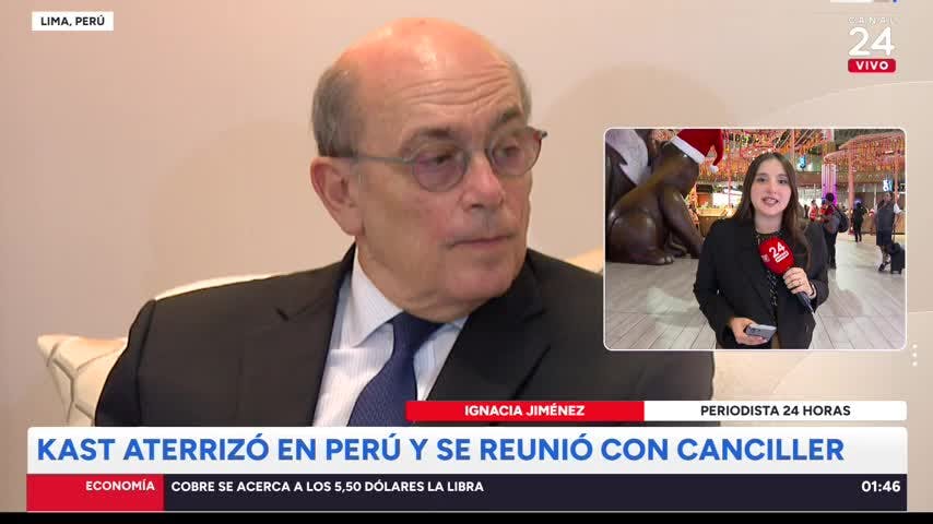 Kast aterrizó en Perú y se reunió con el canciller peruano Hugo de Zela 