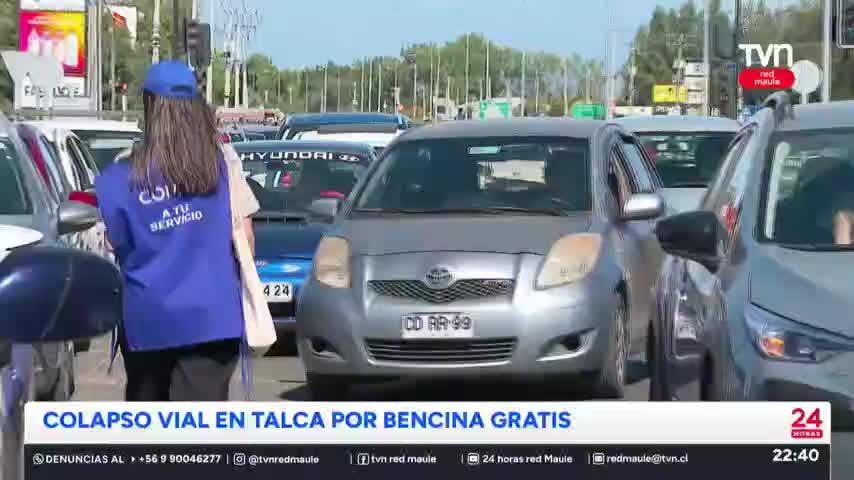 Bencina gratis colapsa el tránsito en Talca