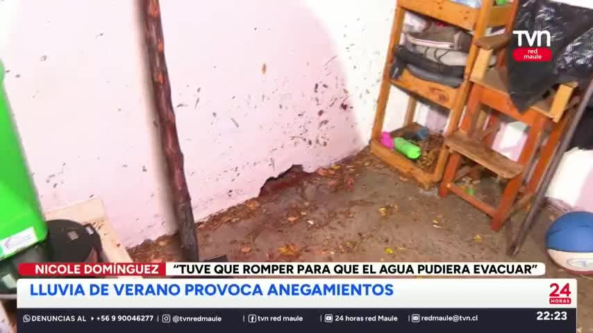 Lluvia de verano provoca anegamientos en el Maule