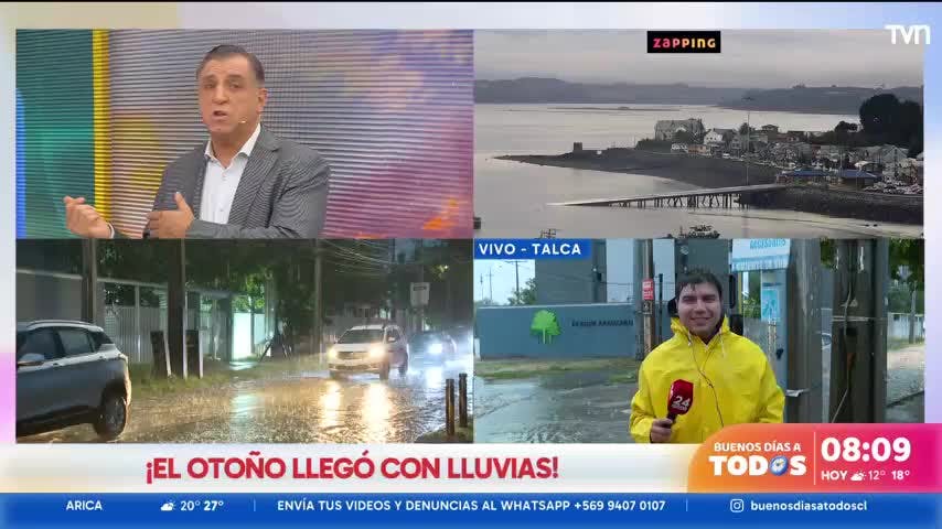 Talca recibe el otoño con lluvia: conductores mojan a peatones