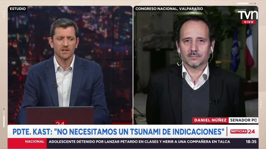 Daniel Núñez: “No voy a tolerar que en el Senado el Gobierno nos ponga una pistola al pecho para legislar de forma express”