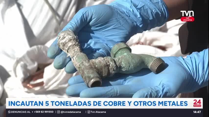 Incautan 5 toneladas de cobre y otros metales