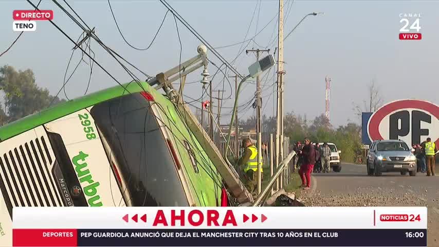 Tragedia en Ruta 5 Sur: bus Turbus vuelca en Teno y deja 2 muertos