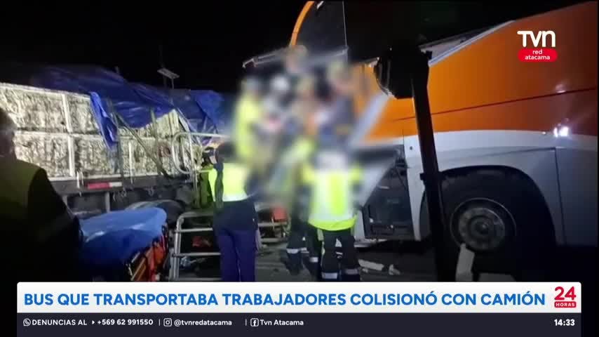 Bus que transportaba trabajadores colisionó con camión