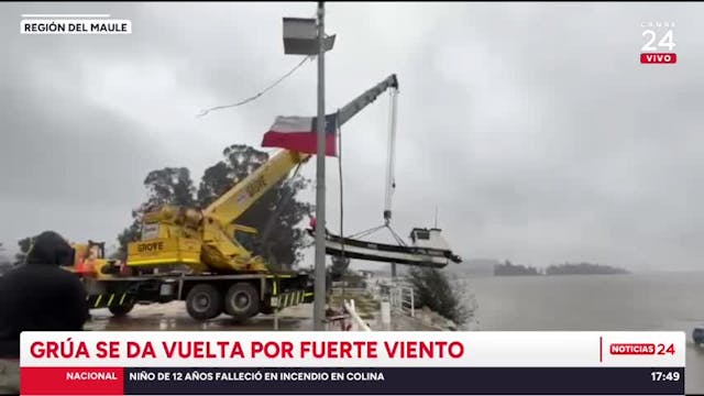 Grúa vuelca durante maniobra en Constitución