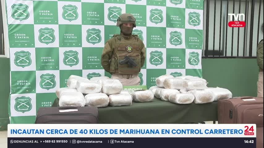 Incautan cerca de de 40 kilos de marihuana al interior de equipaje