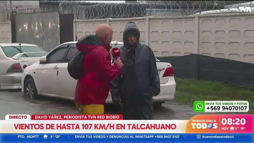 Sistema frontal: Se registran vientos de hasta 107 K/H en Talcahuano y 120 mm de lluvia en Constitución