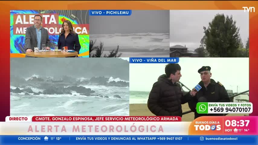 Sistema frontal genera fuertes vientos y marejadas en la costa central de Chile: Recomendaciones ante la emergencia