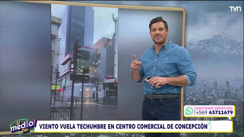 Sistema frontal: Viento vuela techo de centro comercial de Concepción