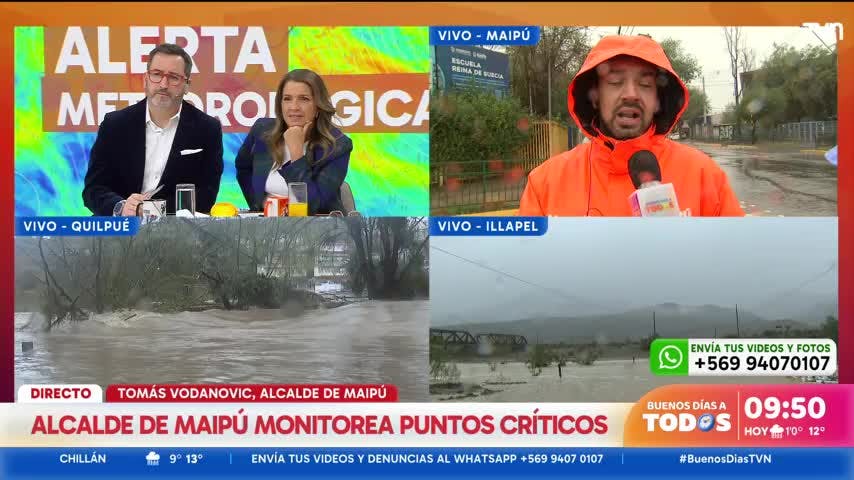 Sistema frontal: Alerta por 43 puntos críticos en Maipú por intensas lluvias 
