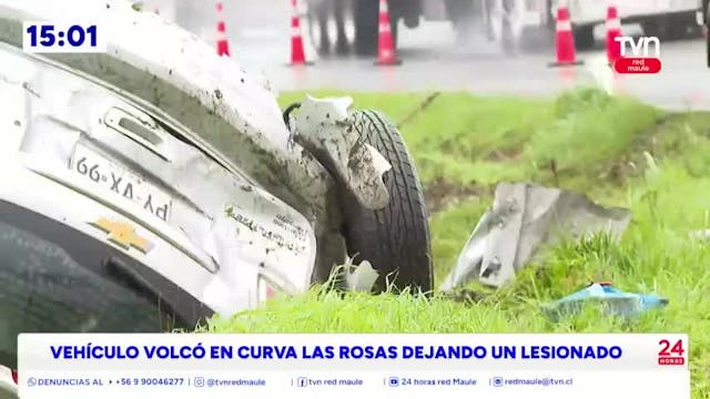 Vehículo volcó en sector Las Rosas en ruta 5 sur
