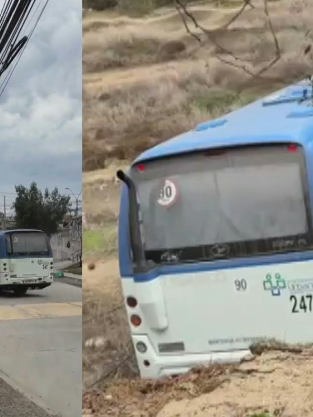 "¡Salgan!": Impresionante registro de micro cayendo a zanja en Coquimbo
