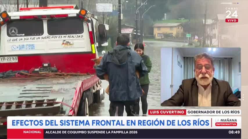 Más de 200 damnificados deja sistema frontal en Los Ríos: gobernador advierte situación "crítica"