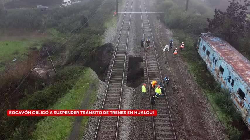 Socavón obligó a suspender tránsito de trenes en Hualqui