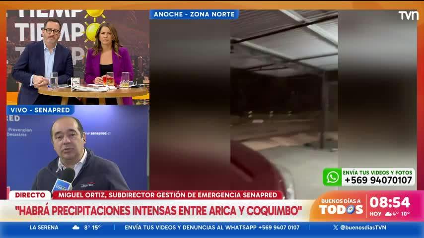 Senapred alerta por sistema frontal en el norte: “Habrá precipitaciones intensas entre Arica y Coquimbo”