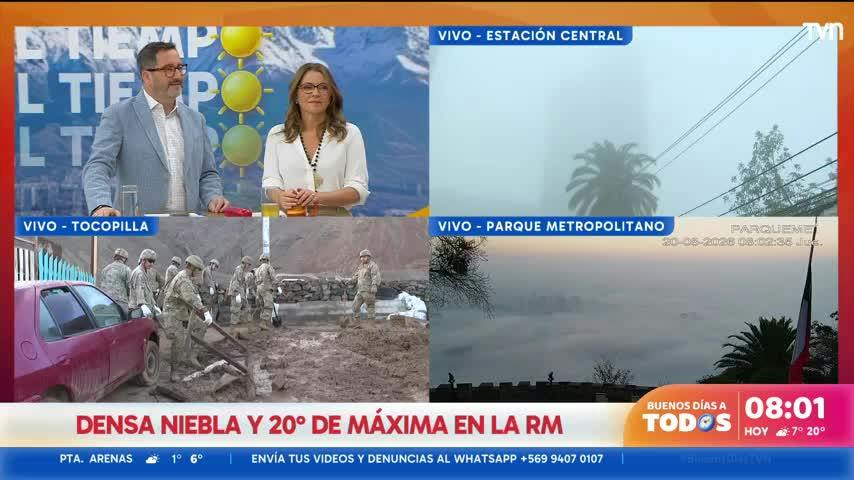 Niebla cubre la RM y se esperan 20°C: revisa el pronóstico del tiempo para este jueves