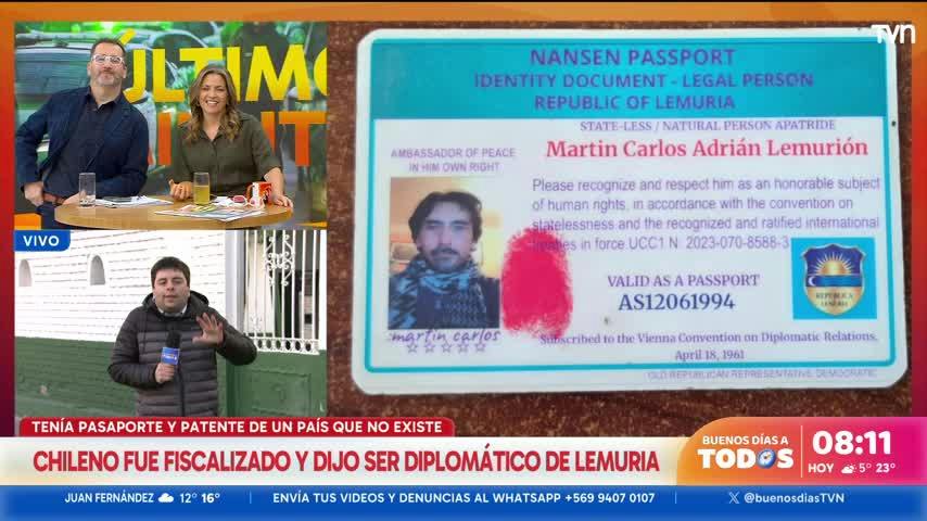 Insólito: fue fiscalizado y presentó pasaporte de un país que no existe
