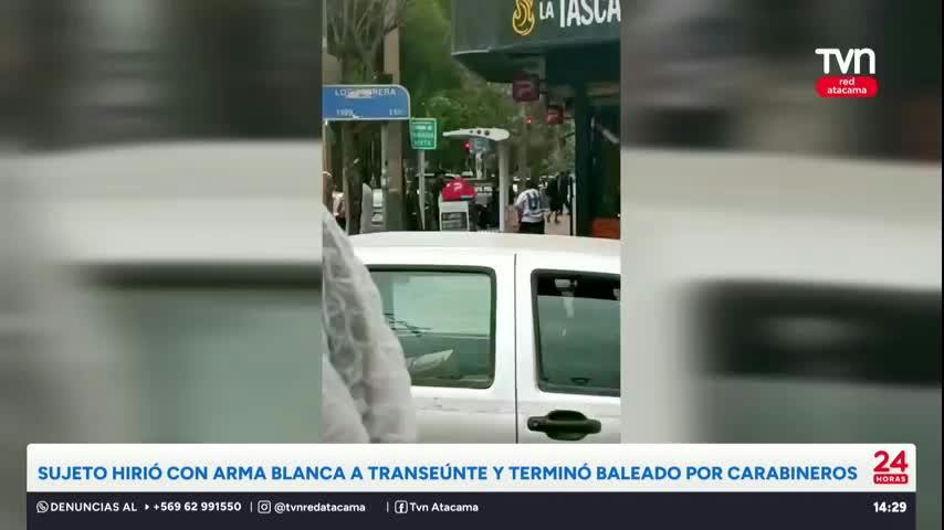 Sujeto hirió con arma blanca a transeúnte y terminó baleado por carabineros