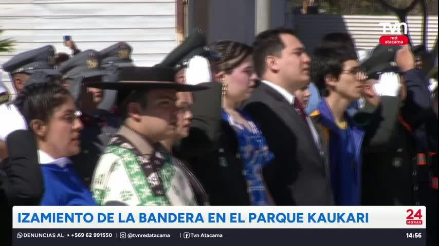 Copiapó: izan la bandera en el parque Kaukari