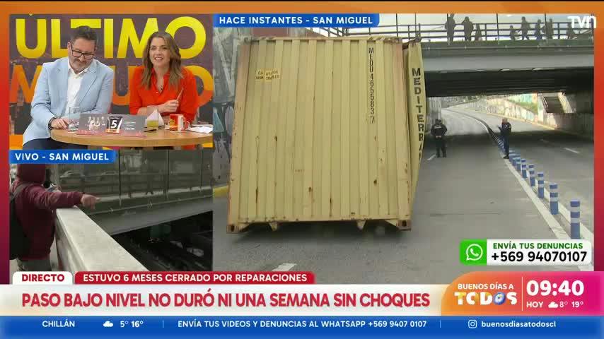 Duró una semana abierto: paso bajo nivel en Departamental es chocado por camión